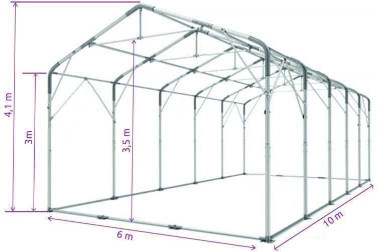 8x10 80 m² tente/hangar de stockage, H. 3,46 m, porte 4,14x2,6 m