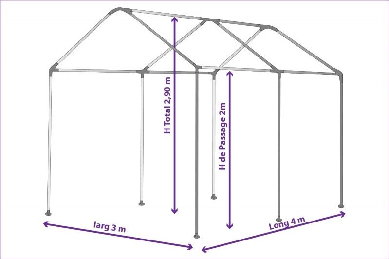 Tente de réception Plein Air (3x4m) 12m² - mixte - avec registre