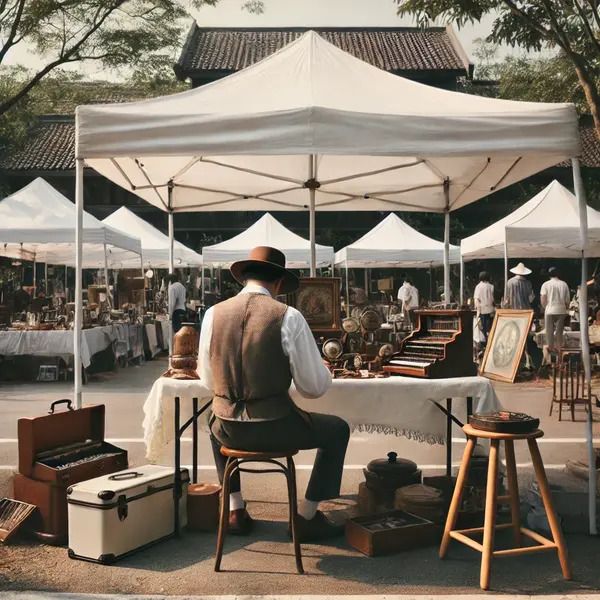 Barnum pliant dans un marché 